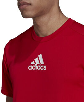 adidas Heren designed to move 3 stripes primeblue sport t-shirt Rood - L