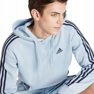 adidas Heren essentials 3 stripes fleece hoodie Blauw - L
