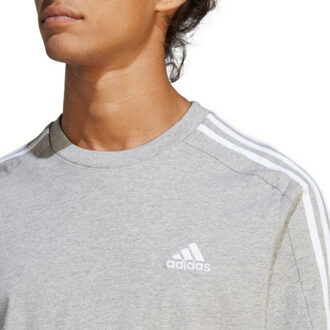 adidas Heren essentials 3 stripes single jersey t-shirt Grijs - M