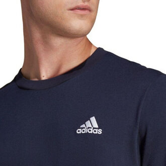 adidas Heren essentials geborduurd logo single jersey t-shirt - maat S Blauw