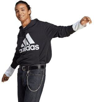 adidas Heren essentials groot logo french terry hoodie - maat S Zwart