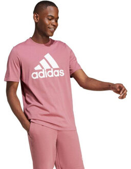 adidas Heren essentials groot logo single jersey t-shirt Roze