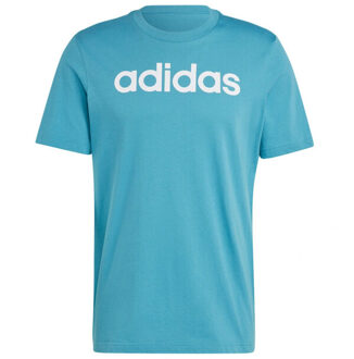 adidas Heren essentials linear geborduurd logo single jersey t-shirt Blauw - M
