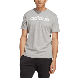 adidas Heren essentials linear geborduurd logo single jersey t-shirt Grijs - XL