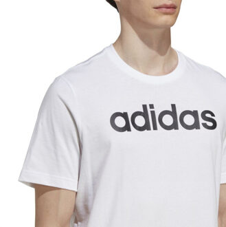 adidas Heren essentials linear geborduurd logo single jersey t-shirt - maat L Wit