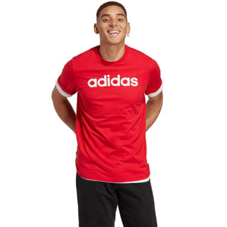 adidas Heren essentials linear geborduurd logo single jersey t-shirt Rood - M