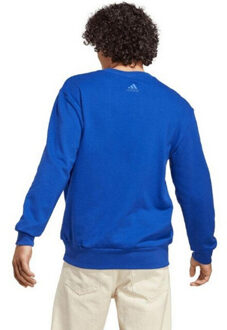 adidas Heren essentials sweatshirt met groot logo in french terry - maat M Blauw