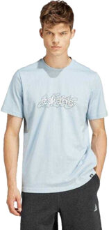 adidas Heren lineair grafisch geïllustreerd t-shirt - maat XL Blauw