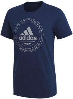 adidas Heren Sportshirts Adi Emblem Tee Navy - Blauw - Maat L