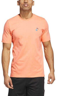 adidas Heren spring break grafisch basketbal t-shirt met korte mouwen - maat M Oranje