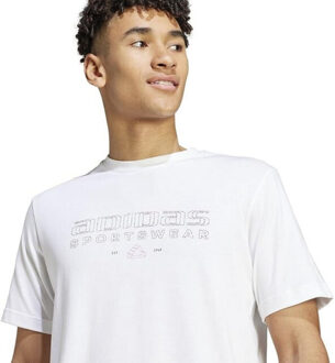 adidas Heren tech lineair t-shirt Wit