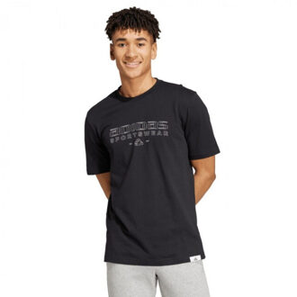 adidas Heren tech lineair t-shirt Zwart - M