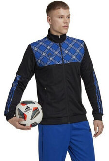 adidas Heren tiro geruit trainingsjack met logo - maat M Zwart