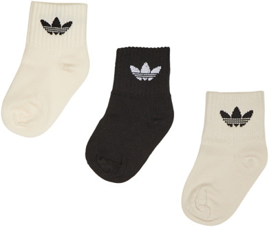 adidas Kids Mid Ankle 3 Pack Sokken Unisex - Zwart - Maat 1 - 2 YEARS Black