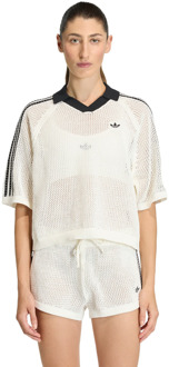 adidas Knitted Crochet Polo Poloshirts Dames - Wit - Maat 44 - Poly Mesh White