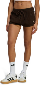 adidas Knitted Crochet Shorts Korte Broeken Dames - Bruin - Maat 32 - Poly Mesh Brown