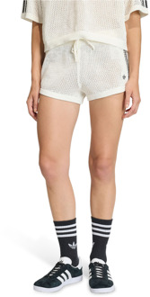 adidas Knitted Crochet Shorts Korte Broeken Dames - Wit - Maat 42 - Poly Mesh White