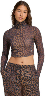 adidas Leopard Long Sleeve Top T-shirts Dames - Multi - Maat 34 - Katoen Jersey