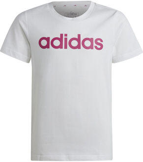 adidas Linear Logo Cotton Slim Fit T-shirt Meisjes wit - 164