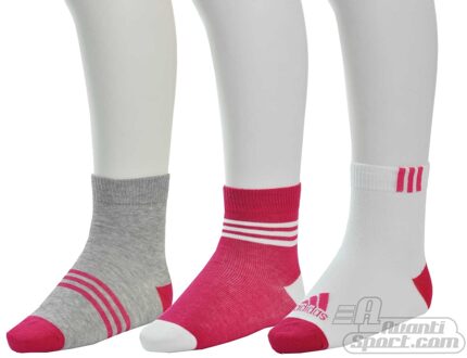 adidas Little Kids Ankle 3 Pair Pack - Sportsokken -  Kinderen - Maat 15 - 18 - Roze;Wit;Grijs