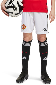 adidas Manchester United 25/26 Home Shorts Korte Broeken Kinder - Wit - Maat 135 - 140 CM - Poly Mesh White