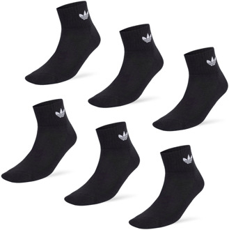 adidas Mid Ankle 6 Pairs Sokken Unisex - Zwart - Maat 37-39 Black