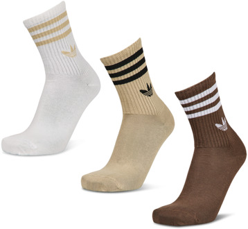 adidas Mid Cut Crew 3 Pack Sokken Unisex - Beige - Maat 40-42