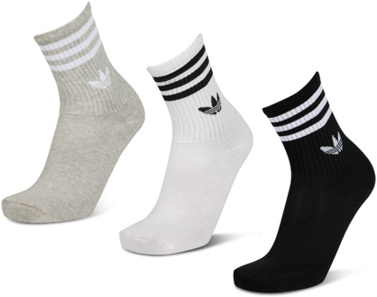 adidas Mid Cut Crew 3 Pack Sokken Unisex - Grijs - Maat 37-39 Grey