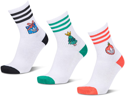 adidas Mid Cut Crew 3 Pack Sokken Unisex - Wit - Maat 37-39 White