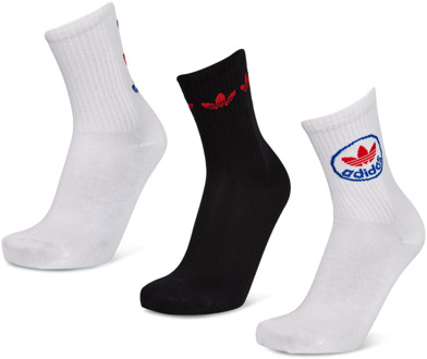 adidas Mid Cut Crew 3 Pack Sokken Unisex - Wit - Maat 43-45 White