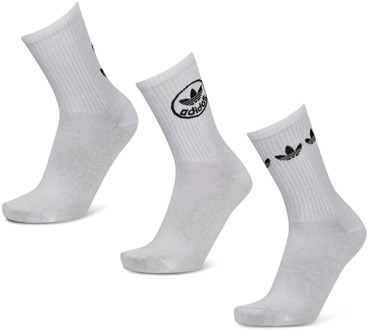 adidas Mid Cut Crew 3 Pack Sokken Unisex - Wit - Maat 43-45 White