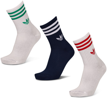adidas Mid Cut Crew 3 Pack Sokken Unisex - Wit - Maat 43-45 White