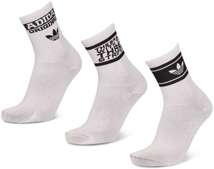 adidas Mid Cut Crew 3 Pack Sokken Unisex - Wit - Maat 43-45 White