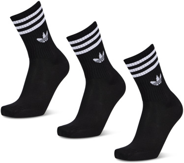 adidas Mid Cut Crew 3 Pack Sokken Unisex - Zwart - Maat 37-39 Black