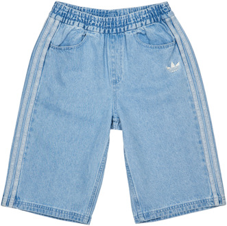 adidas Minecraft Denim Korte Broeken Kinder - Blauw - Maat 129 - 134 CM - Katoen Keperbinding Blue