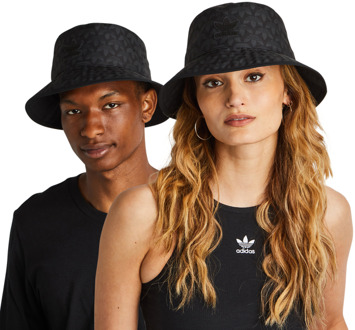 adidas Monogram Print Bucket Hat Petten Unisex - Zwart - Maat 40-42 - Katoen Black