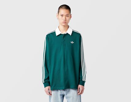adidas Originals 3-Stripes Rugby Long Sleeve Polo, groen