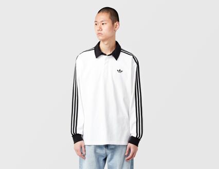 adidas Originals 3-Stripes Rugby Long Sleeve Polo Shirt, wit - M