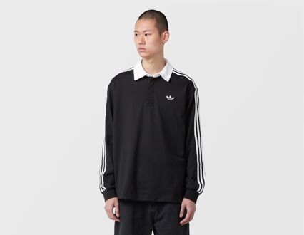 adidas Originals 3-Stripes Rugby Long Sleeve Polo Shirt, zwart - M