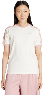 adidas Originals 3-stripes T-shirt T-shirts Dames - Wit - Maat 32 - Katoen Jersey White