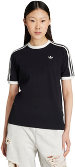 adidas Originals 3-stripes T-shirt T-shirts Dames - Zwart - Maat 32 - Katoen Jersey Black