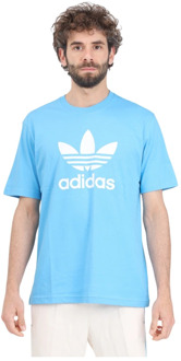 adidas Originals Blauw en wit Adicolor Trefoil T-shirt Adidas Originals , Blue , Heren - 2Xl,Xl,L,M,S,Xs