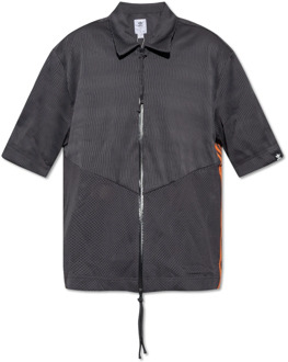 adidas Originals Donkergrijze Geplooide Shirt met Oranje Strepen Adidas Originals , Black , Heren - L,S