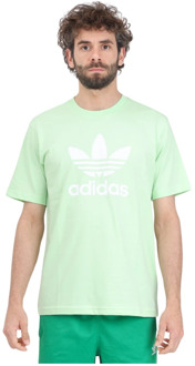 adidas Originals Groen en wit Adicolor Trefoil T-shirt Adidas Originals , Green , Heren - 2Xl,Xl,L,M,Xs