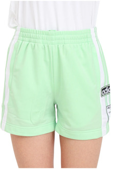 adidas Originals Groen en Wit Zijdelingse Knoop Shorts Adidas Originals , Green , Dames - M,S,Xs