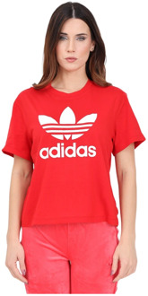 adidas Originals Rode Adicolor Better Scarlet Dames Oversized T-shirt Adidas Originals , Red , Dames - M,S