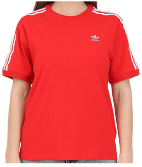adidas Originals Rode dames T-shirt met witte strepen Adidas Originals , Red , Dames - L,M