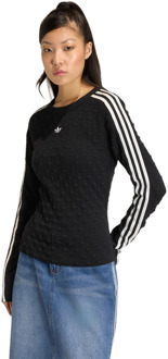 adidas Originals Slim Spike Knit Sweatshirt T-shirts Dames - Zwart - Maat 40 - Poly Mesh Black