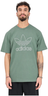 adidas Originals Vintage Groene Trefoil T-shirt Adidas Originals , Green , Heren - L,M,S,Xs