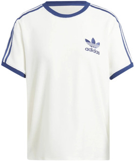 adidas Originals Witte Terry T-shirt met 3 Strepen Adidas Originals , White , Dames - L,M,S,Xs